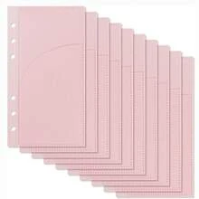 5/10 Pcs A6 Binder Pockets With No Zipper, Pink Plastic Zipless Budget Envelopes, Two Pockets Frosted Cash Envelopes Money Bag For Budgeting, Cash Stuffing - A6 - View 1