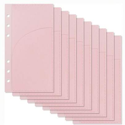 5/10 Pcs A6 Binder Pockets With No Zipper, Pink Plastic Zipless Budget Envelopes, Two Pockets Frosted Cash Envelopes Money Bag For Budgeting, Cash Stuffing