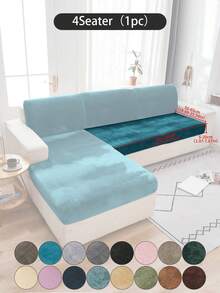 1 Vỏ đệm ghế sofa nhung co giãn hình cáo màu bạc trơn, Vỏ bảo vệ trang trí chống bụi, Thích hợp cho khách sạn, phòng ngủ, màu xám đậm, đen, sâm panh - Màu xanh lam - Xem 15
