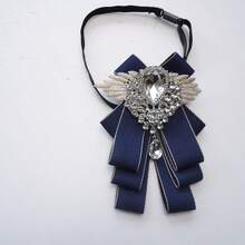 1 chiếc nơ đeo cổ bằng vải dệt kiểu dáng giản dị, phù hợp cho mọi mùa. - Màu xanh lam - Xem 1