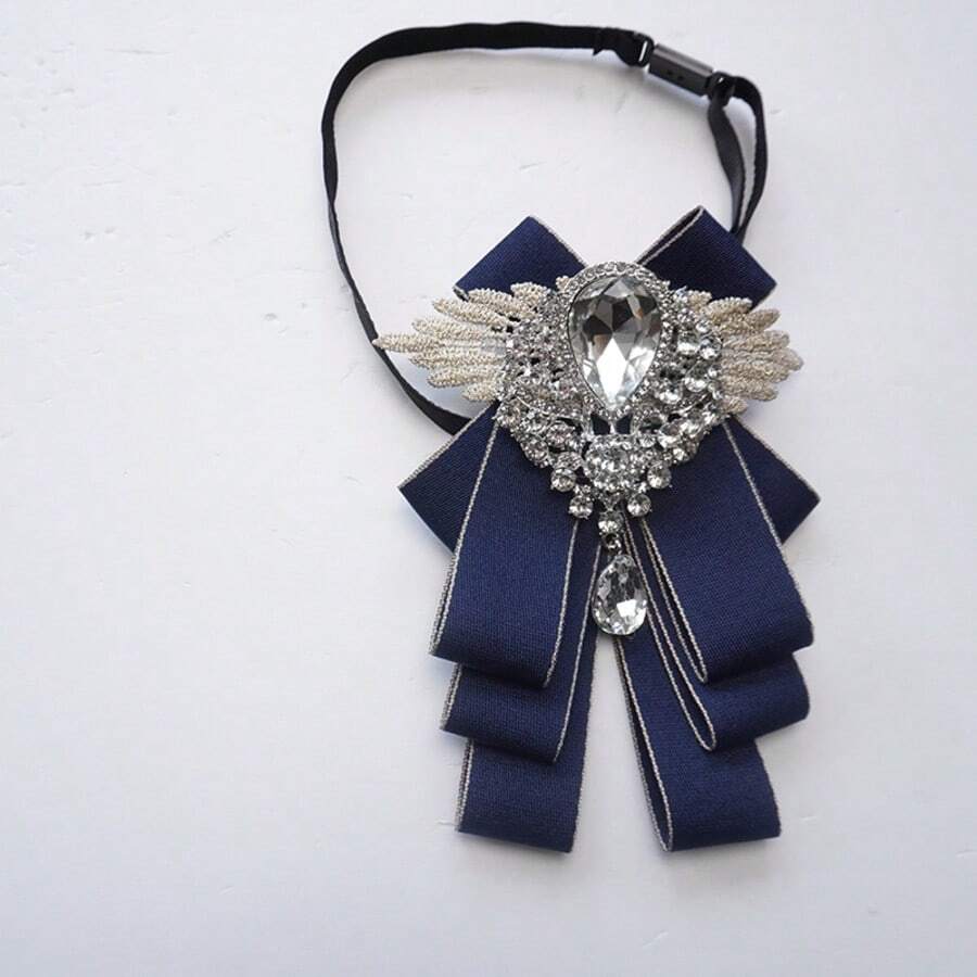 1 chiếc nơ đeo cổ bằng vải dệt kiểu dáng giản dị, phù hợp cho mọi mùa. - Màu xanh lam - Xem 1