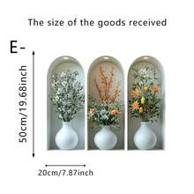 3pcs 3D Arched Flower Vase Wall Stickers, Removable Self-Adhesive Waterproof PVC Decals, Suitable For Sofa Backdrop, Office, Corridor, Entrance And Indoor Art Decoration - Arched Floral Wall Stickers - View 13