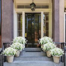 1/2/3/4/5/6/7/8/9/10pcs Outdoor UV-Resistant Fade-Proof Artificial Plastic Fake Flowers Decor, Balcony Window Box Garden Decoration - White - View 7