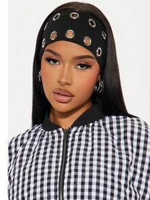 1pc Sports Sweat Absorbent Headband, Running Fitness Headwrap Beach Accessories Summer Outfits,Festival,Party - Black - View 3