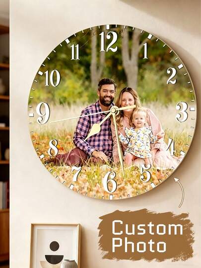 1pc Custom Photo Wall Clock, Personalized Picture Clock, 8/10/12Inch Photo Wall Clocks For Living Room Decor With Photo, Customizable Desk Clock For Bedroom, Customized Gift For Birthday Wedding Valentine's Day For Housewarming Dining Room, Living Room, Bedroom, Office, Tea Room, Home Gifts Graduation,Multi-Functional, Quick Dry,Waterproof,Anti-Mold,Reusable,Ornamental,Cute,Stylish,Exquisite,Adorable,Tidy,High-Quality,Modern,Custom,Personalized,Unique,Ideal Gifts For Him,Ideal Gifts For Her,Kitchen,Dining Room,Bathroom,Living Room,Bedroom,School,Office,Tea Room,Home,Garden,Home Harmony