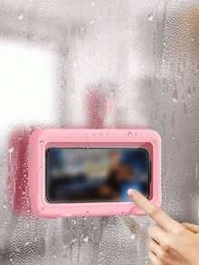 1pc Waterproof Slouchy Mobile Phone, Shower And Wall Bracket Phone Shower Case, Bathroom Waterproof Phone Box Case Mount With Touch Screen Function For Watching Videos And Tv Shows, No Hole Hanging Kitchen Phone Box Holder, Splash-Proof, Touch-Friendly - Compatible With IPhone 15, 14, 13, 12 Pro Max, XS, XR And Phones Under 6.8 Inches - Multicolor - View 4