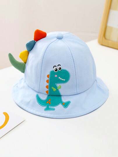 儿童渔夫帽，可爱卡通恐龙图案遮阳帽，适合1-3岁男孩女孩户外活动、上学、公园等场合，春夏秋季均适用。