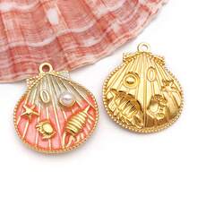 2 chiếc mặt dây chuyền hình vỏ sò bằng thép không gỉ tráng men, mặt dây chuyền kim loại hình vỏ sò màu vàng, thích hợp làm vòng tay, móc khóa, trang sức thủ công. - Nhiều màu - Xem 8