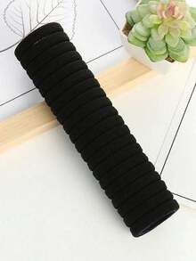 50pcs Black Simple Plain Color Elastic Hair Tie, 50pcs Summer Daily Black Elastic Hair Accessory For Women, Minimalist Ponytail Holder, Hairstyles Ideas, Rubber Band, Hair Accessories Set - 50PCS Black - View 10
