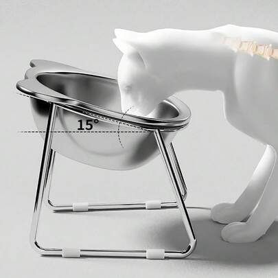 Bộ 2 bát ăn cho mèo bằng thép không gỉ cao cấp - Hệ thống bát cao chống đổ, thiết kế bo tròn dễ vệ sinh, phù hợp cho cả thức ăn khô và ướt, lý tưởng cho mèo con, có thể đặt trên sàn gạch - Món quà tuyệt vời cho người yêu mèo.