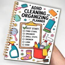 1 pezzo Quaderno con tema di pianificazione delle pulizie per ADHD, formato A5, stile appunti con appunti e lista di controllo, per casalinghe, con strumenti per le pulizie colorati e modelli di appunti con lista di controllo. Pianifica attività di pulizia e organizzazione. Quaderno di pianificazione organizzativa, quaderno di controllo delle attività. Adatto per lavoratori d'ufficio, studenti, famiglie. Suddivisione delle attività e gestione della lista di controllo. Per uso personale o come regalo. - A5 - Visualizzare 3