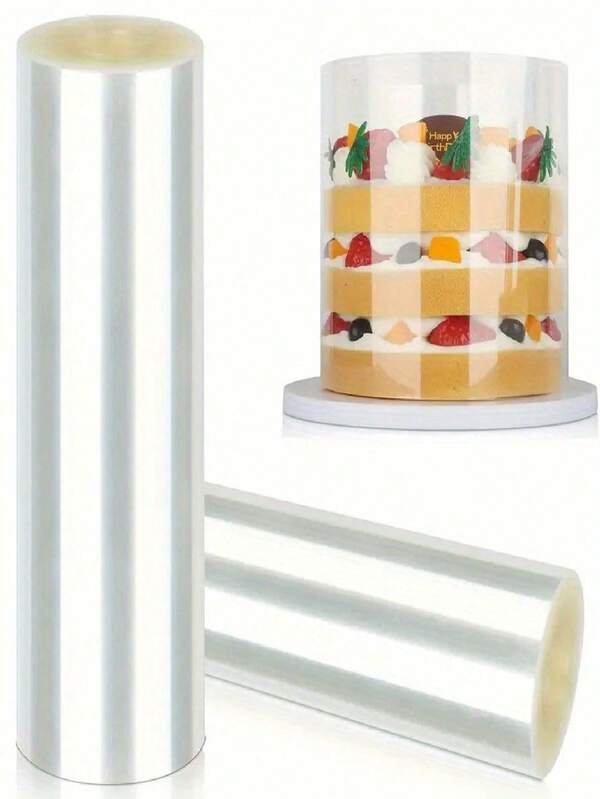 1 Roll Extra Long Transparent Cake Edging, Made Of PET Material, Cake Packaging Film, Used For Decorating Mousse, Chocolate Pastries, Baking Tools, Cake Decorations, Kitchen Supplies - Easily Make Delicious Cakes
