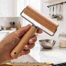 Wooden Rolling Pin With Non-Slip Handle - Heavy Duty Baking Tool, Ergonomic Design, Beechwood Material, Suitable For Making Pizza Dough, Pastries And Cookies - Multicolor - View 5