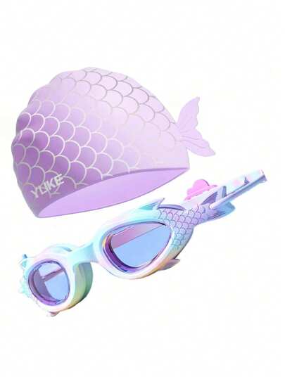 1 Set Youth Silicone Swimming Goggles And Cap - Anti-Fog, Leak-Proof, Comfortable Fit, Suitable For Both Men And Women, Great For Water Sports And Indoor Swimming In Autumn/Winter