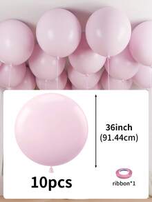 36英吋淡粉色乳膠氦氣球 2/3/5/7/10入－適用於生日、婚禮、新娘派對、訂婚、性別揭曉、嬰兒派對、復活節、公主蝴蝶主題派對裝飾 - 淡粉紅色 - 查看 10