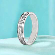 1 Piece Of 4mm Wide Circular Arc Full Circle Synthetic  Ring, Fashionable And Versatile Men's, Women's, Couple's, Student Wedding Gift, Christmas Jewelry Gift, Teacher's Day, Graduation Gift, Valentine's Day Commemorative Gift To Absorb Wealth, Wedding Fashion Jewelry Accessories - Bạc - Xem 4