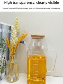 1个方形玻璃油瓶，大容量酱油醋调味瓶，防漏密封油瓶，家用 - 無色 - 查看 8