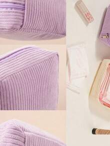 1 pieza Bolsa portátil de almacenamiento de toallas sanitarias de pana, bolsa con cierre de cremallera para productos menstruales, organizador de tampones de pana suave, bolsa con gran capacidad para artículos de higiene femenina con forro, caja de almacenamiento de toallas sanitarias minimalista y de moda, adecuada para viajes, bolso, escritorio de oficina, bolsa de gimnasio, transporte diario, organización de artículos esenciales de trabajo - Multicolor - Ver 8