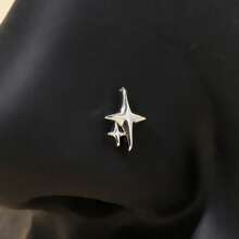 1个钛金G23L白色锆石精致鼻环 - 銀色 - 查看 1