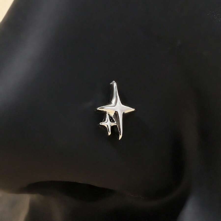 1个钛金G23L白色锆石精致鼻环 - 銀色 - 查看 1