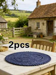 1/2/4pcs Rustic Style Placemats, Minimalist Fashion Tablemats, Coffee Machine Pads, Non-Slip Heat-Resistant Coasters, Suitable For Wedding Party, Holiday Celebration, Picnic Camping, Birthday Banquet Table Decor - Multicolor - View 9