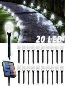1件裝戶外太陽能草坪燈 30-LED 太陽能路徑燈 太陽能泡泡球燈 太陽能水晶球串燈，適合庭院裝飾、花園裝飾、小徑裝飾、走道裝飾、派對裝飾、婚禮裝飾與節日裝飾 - 太陽能引路燈 - 查看 18
