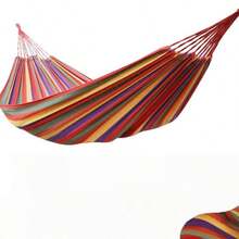 户外露营吊床，单人加厚帆布秋千床，防倾倒条纹吊床椅，便携式吊床 - 彩色 - 查看 11