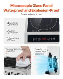 Portable Induction Cooktop, 1800W Commercial Induction Burner With 9 Temperature Settings, Stainless Steel Countertop Induction Hot Plate With 3H Timer, Child Lock, For Restaurant Cooking - US A Type Plug(110-127V) - View 3