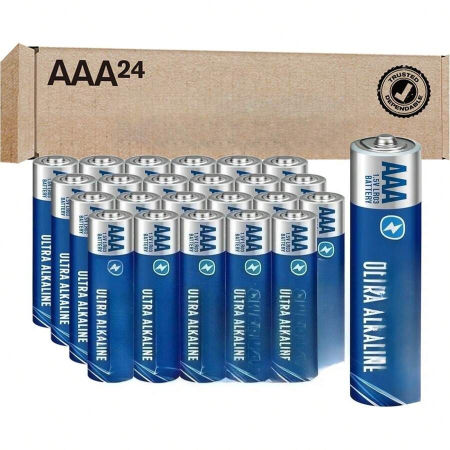 24-Count Triple AAA Batteries, Ultra Long Lasting Alkaline Battery For Home And Office, 10-Year Shelf Life, Reclosable Packaging - View 1
