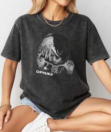Ken Carson Opium Merch T-Shirt TrenDyGraphic Tee Hip-Hop Streetwear Music Lover Apparel Washed T Shirt - Black - View 1