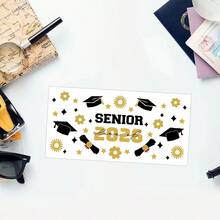 1pc Senior 2026 UV DTF Transfer Sticker, Class Of 2026 Graduation Theme Cup Wrap Decal For Water Bottles, Glass Cup, Laptops & Home Decor, Graduation Season Transfer Sticker - Multicolor - View 8