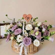 1pc Woven Wedding Flower Basket, - Features A Removable Liner And Serves Multiple Purposes For Storing Flower Petals. Available In Pastel Blue, White, And Grey, It'S Perfect For Home Use, Weddings, Photo Props, And Garden Storage - Basket - View 8