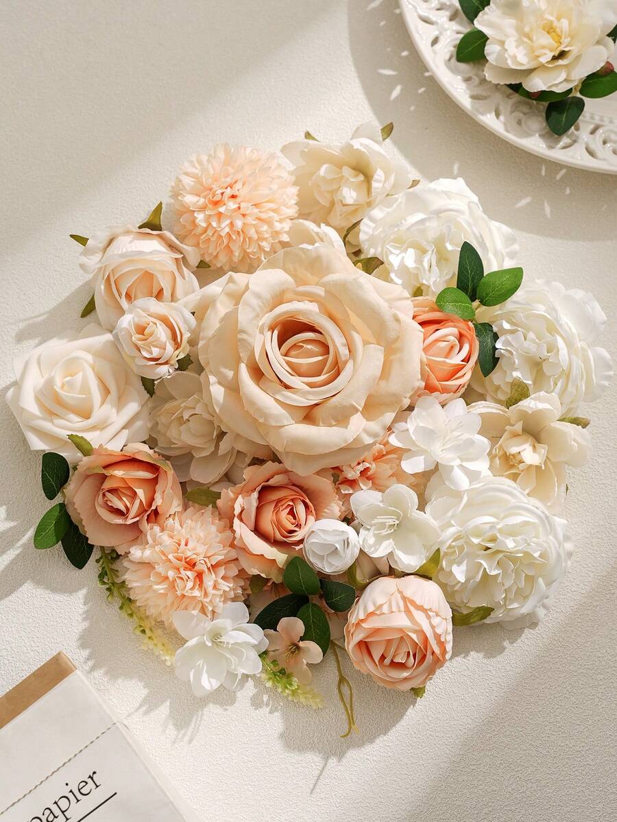 20 pezzi/40 pezzi Set di fiori artificiali color champagne, adatto per decorazione domestica, centrotavola per matrimoni, decorazione da giardino, accessori per acconciature, ornamento creativo da scrivania, regalo per la festa della mamma - Champagne - Visualizzare 1