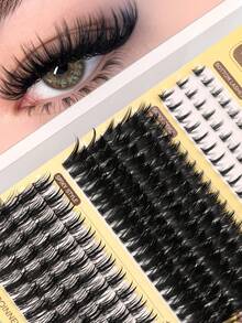 205 Pcs Lash Extensions Kit Include Bottom Lashes Spikes Lashes Individuals 3D Volume Eyelash Clusters D-Curly Clusters Lash Large Capacity Eyelashes Book 5-18 MM DIY Eyelash Extensions Lash Clusters Individual Lash Clusters Segmented False Eyelashes - C - View 4