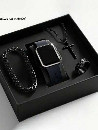 4/1 pieza. Este reloj digital elegante y minimalista es adecuado para hombres y mujeres, con un diseño cuadrado. Viene con un juego de collar, pulsera y anillo de lujo. Perfecto para consultar la hora en fiestas, eventos o la escuela. También es una excelente opción de regalo para el Día de la Madre, el regreso a clases o la Pascua, para mamá o amigos.