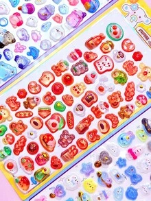 可爱迷你动物卡通3D贴纸，萌趣手账DIY装饰贴纸，美化文具，装饰，礼品，适用于家居装饰、派对装饰、生日礼物、各种节日礼物，时尚百搭 - 彩色 - 查看 8