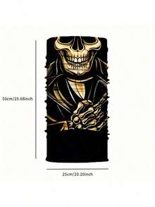 1件装男士多功能户外围巾，骷髅图案设计 - 防风、防紫外线、骑行和钓鱼面罩 - A - 查看 2