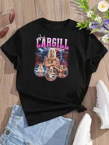 Women's T-Shirts Jade Cargill Bootleg T-Shirt For Combat Sports Pro Wrestling Raw Smackdown Sport - màu đen - Xem 3