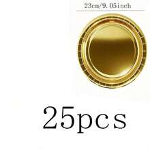 10/20/30/50/100 piezas Vajilla de papel dorado, platos para ensalada, platos de postre, platos desechables para fiestas, disponibles en tamaños de 7 pulgadas y 9 pulgadas, fácil de limpiar, adecuado para pasteles, postres, ensaladas, hamburguesas, sándwiches, aperitivos, frutas, fiestas de cumpleaños, bodas, campamentos al aire libre, Año Nuevo, Día de San Valentín - Dorado - Ver 24