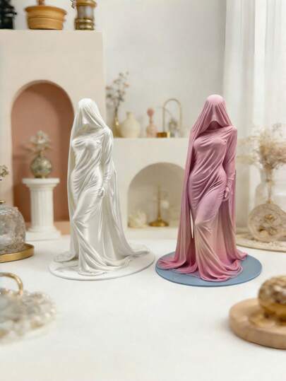 1件家居装饰品，3D神秘面具女士摆件，人物雕塑摆件，桌面酒柜家居装饰品