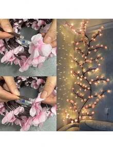 LED Cherry Blossom Branch Wall Lamp, 8 Lighting Modes, Soft Willow Branch Shape, Floral Wall Decor, Suitable For Bedroom, Home, Spring Decoration - Multicolor - View 10