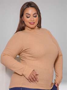 Cacharrel Women's Plus Size Blouse, High Neck, Long Sleeve, Warm Winter - 杏色 - 查看 8