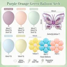 This 128pcs Wild Flower Balloon Arch Set Includes Pastel-Colored Floral And Butterfly Balloons, Perfect For Garden Parties, Blooming Birthday Celebrations, Baby Showers, And Christening Decorations. - View 6