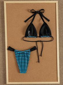 Bộ bikini tankini kẻ sọc xanh đen thời trang - Lựa chọn hoàn hảo cho những ngày dạo chơi thư giãn ở bến tàu. - Nhiều màu - Xem 4