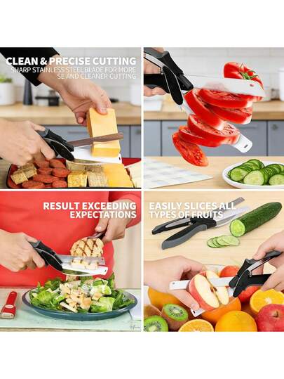 Tijeras de corte de acero inoxidable separables para barbacoa, carne y verduras - Herramienta de cocina multiusos 2 en 1 para cortar frutas