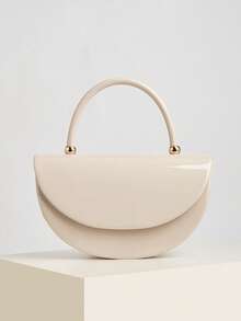 优雅漆皮女士手提包，简约链条手拿包，轻便奢华派对/晚宴包，送给女朋友的完美生日礼物，适合派对、婚礼、舞会、盛大晚宴 - 可搭配节日派对礼服、晚礼服和亮片连衣裙。 - 杏色 - 查看 2