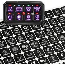 120PCS Car Switch Panel Sticker, Auto Console Switch Label Decal Kit Panel Button Stickers, Rocker Toggle Switch Decals, Text Sticker Car Dashboard, Truck, Boat, RV - 預設 - 查看 1