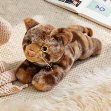 26厘米/10.23英寸卧姿猫毛绒玩具，柔软蓬松，金丝虎斑/暹罗/三花猫款式，逼真猫咪毛绒玩具，生日和节日礼物，男孩女孩收藏玩具，万圣节和圣诞节礼物，儿童节礼物 - 彩色 - 查看 18