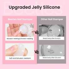 Beetles Nail Stamp Silicone French Tip Nail Stamp Kit With Replacement Stamper Heads & Scrapers, Soft Silicone Printing Tool For DIY Home Salon Nail Art, Gifts For Girls - Gel tạo hình 15ml - Xem 6