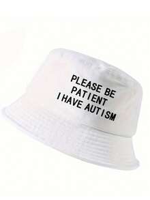 1顶男女通用春夏渔夫帽，字母印花图案，户外旅行必备，男女通用涤纶刺绣防风渔夫帽，四季皆宜 - A - 查看 6